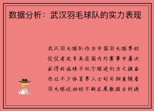 数据分析：武汉羽毛球队的实力表现